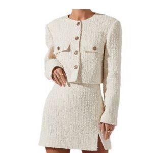 ASTR the label tweed cropped cream jacket